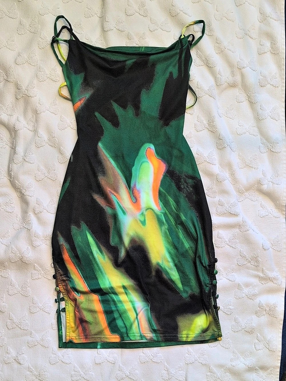 Fashion Nova Abstract Mini Dress in Green & Black Size Small